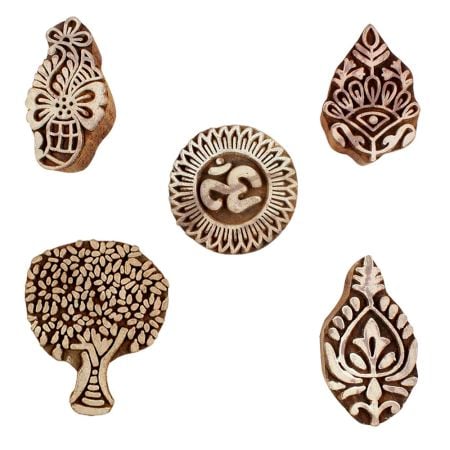 Set of 5 Piece New Mix Wooden Printing Blocks